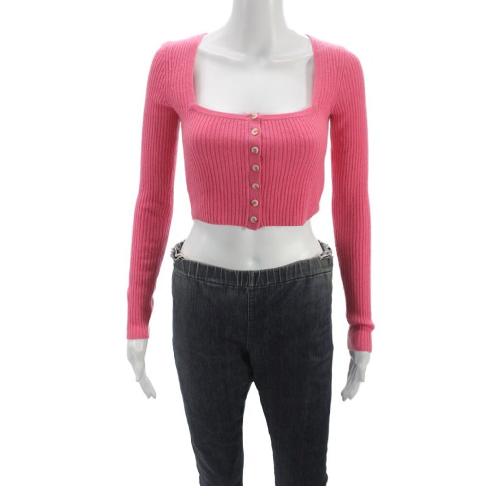 Reformation Unisex Cashmere Cardigan Pink Square Neck Button Size XS